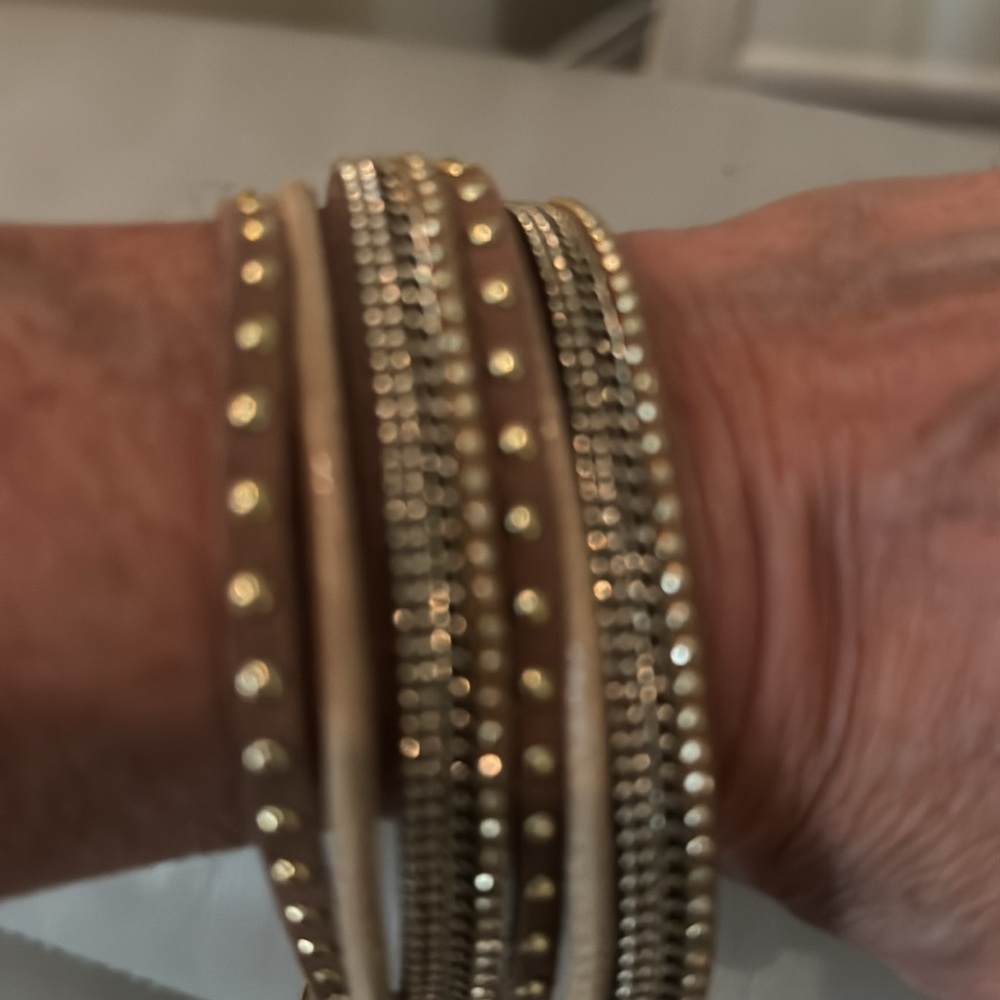 Multi strand, leather trendy bracelet